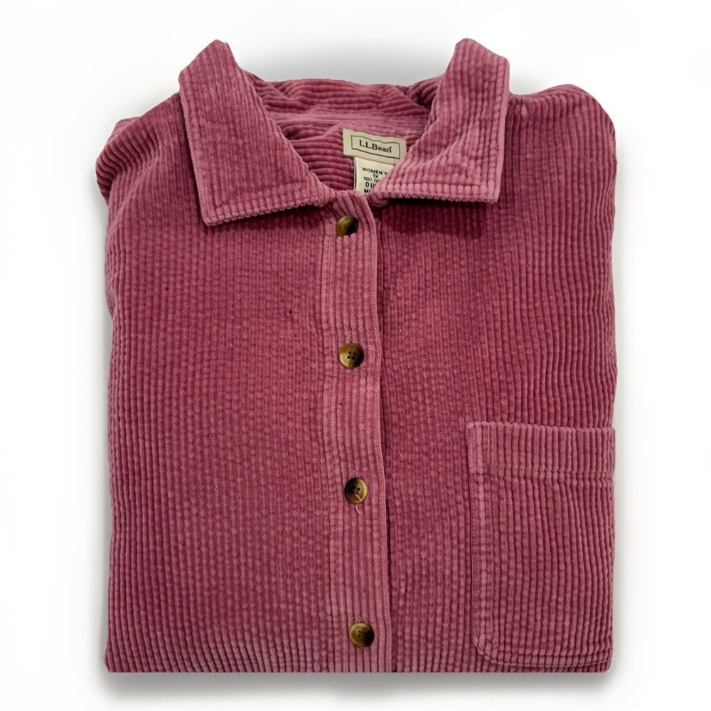 L.L. Bean Women's 1X Corduroy Ribbed Shirt Shacket 100% Cotton Long Sleeves